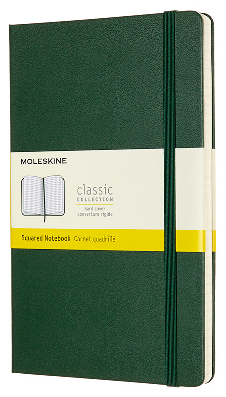 записная книжка нелинованная moleskine classic xlarge 19х25 см 192 стр твердая обложка зеленая Записная книжка в клетку Moleskine 