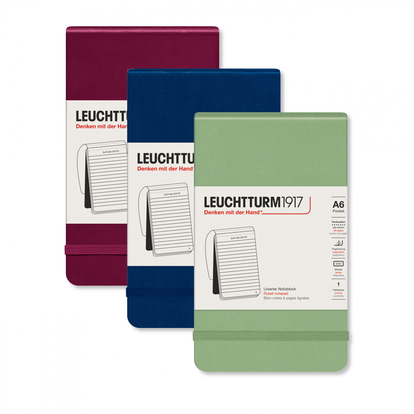 Блокнот в линейку Leuchtturm Reporter Notepad Pocket 188 стр., твердая обложка Lecht-364408;Lecht-364409;Lecht-364428 - фото 1