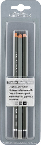 Набор из водорастворимых чернографитовых карандашей в блистере Cretacolor, 3 шт, твердость HB,4B,8B