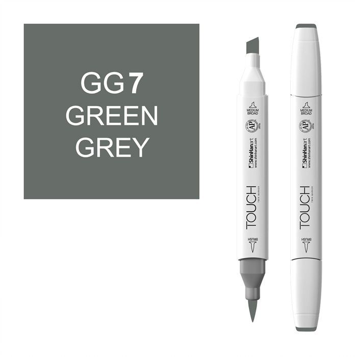 Маркер спиртовой BRUSH Touch Twin цв. GG7 серо-зелёный маркер художественный сонет twin brush морской зелёный сонет