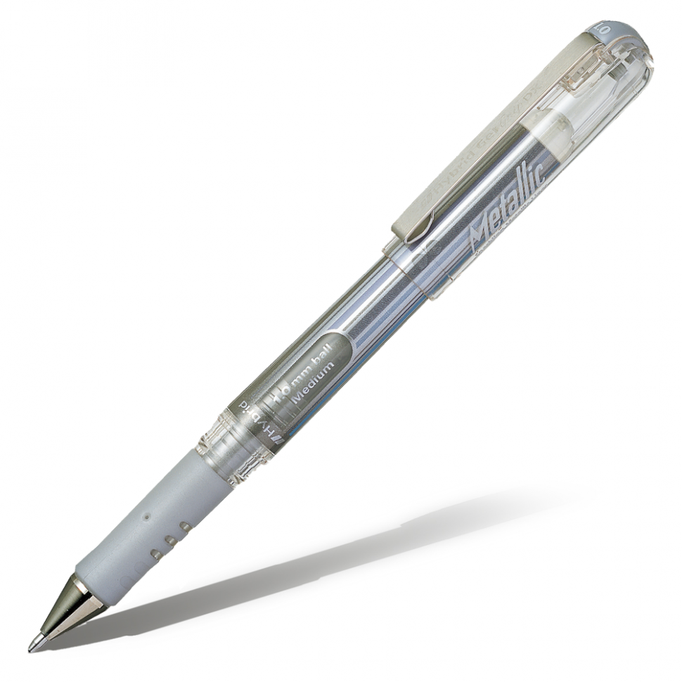 Купить Ручка гелевая с металлическим наконечником Pente Hybrid Gel Grip DX 1, 0 мм, цвет серебристый, PENTEL, Япония
