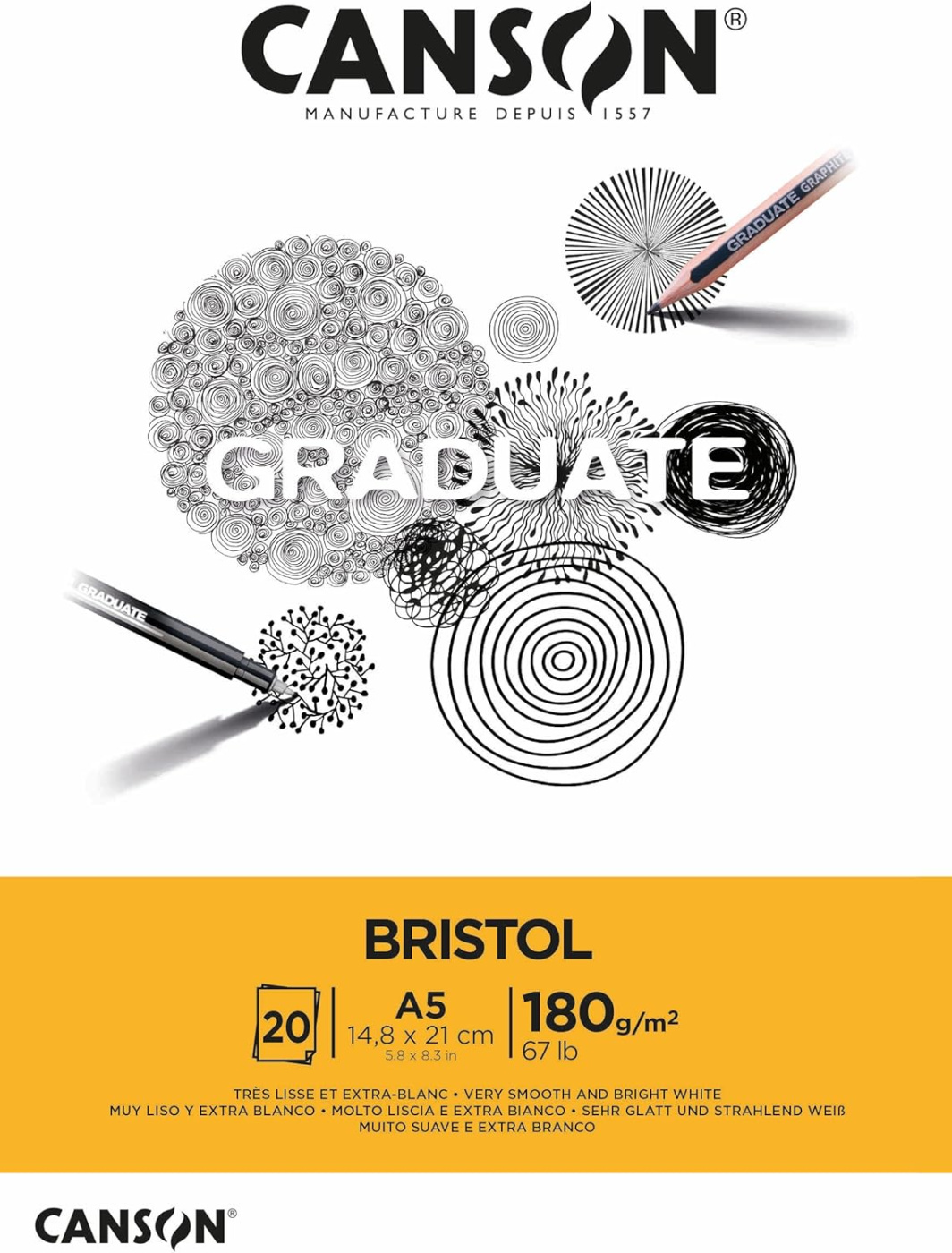 Альбом-склейка для смешанных техник Canson "Graduate Bristol" A5 20 л 180 г
