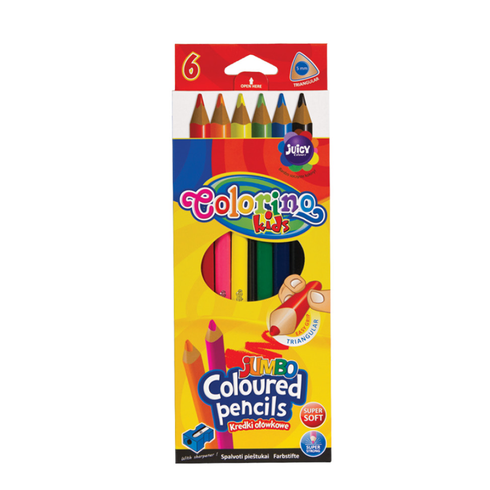 Набор карандашей цветных Colorino JUMBO 6 цветов + точилка карандаши ные 36 ов замок точилка