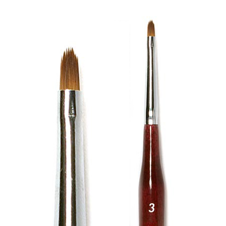 Кисть для дизайна ногтей синтетика под колонок №3 овальная Живописные кисти 