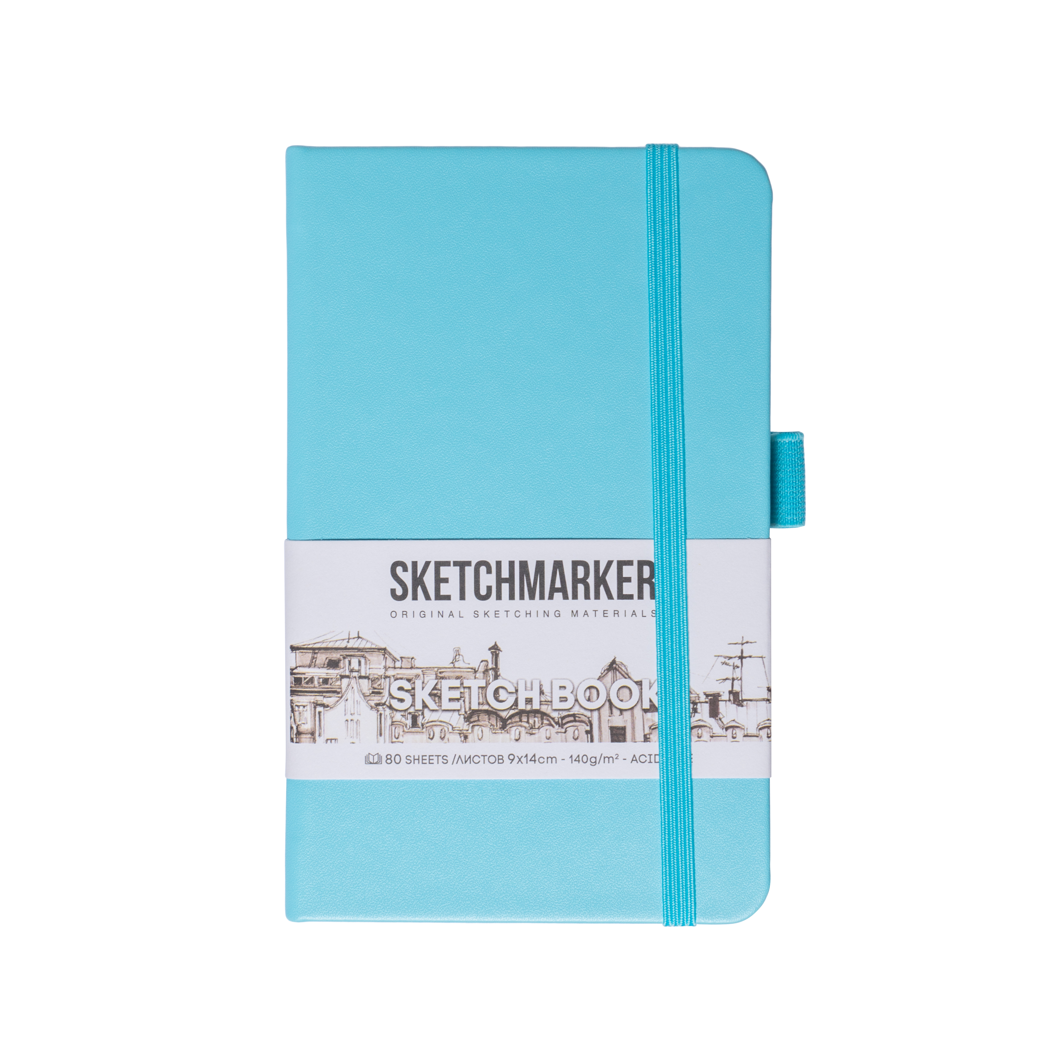 Блокнот для зарисовок Sketchmarker 9*14 cм 80 л 140 г, твердая обложка Небесно-голубой