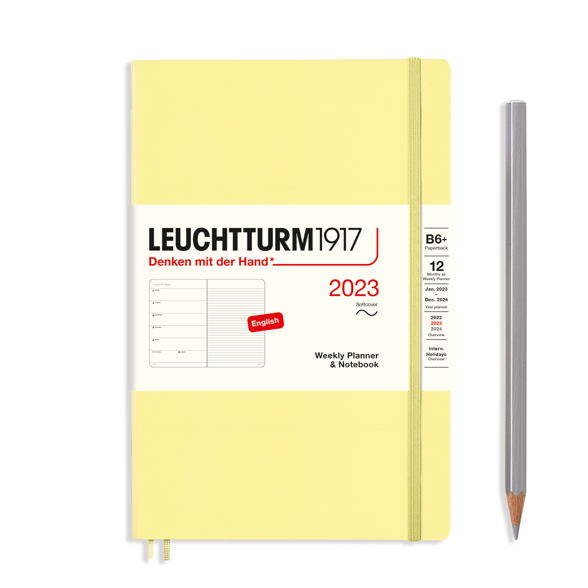Еженедельник-блокнот датированный Leuchtturm1917 Paperback B6+ на 2023г, дни без расписания, 72л, мя Lecht-365916 - фото 1