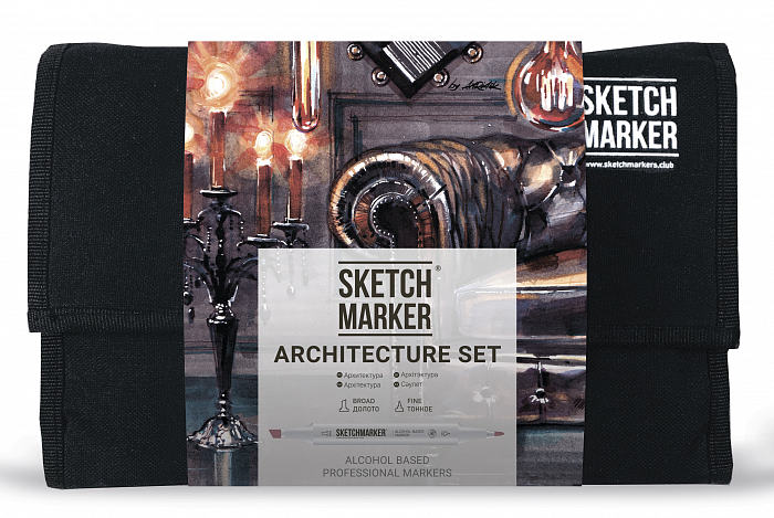 Набор маркеров Sketchmarker 24 Architecture Set- Архитектура (24 маркеров+сумка органайзер) SM-24ARCH - фото 1