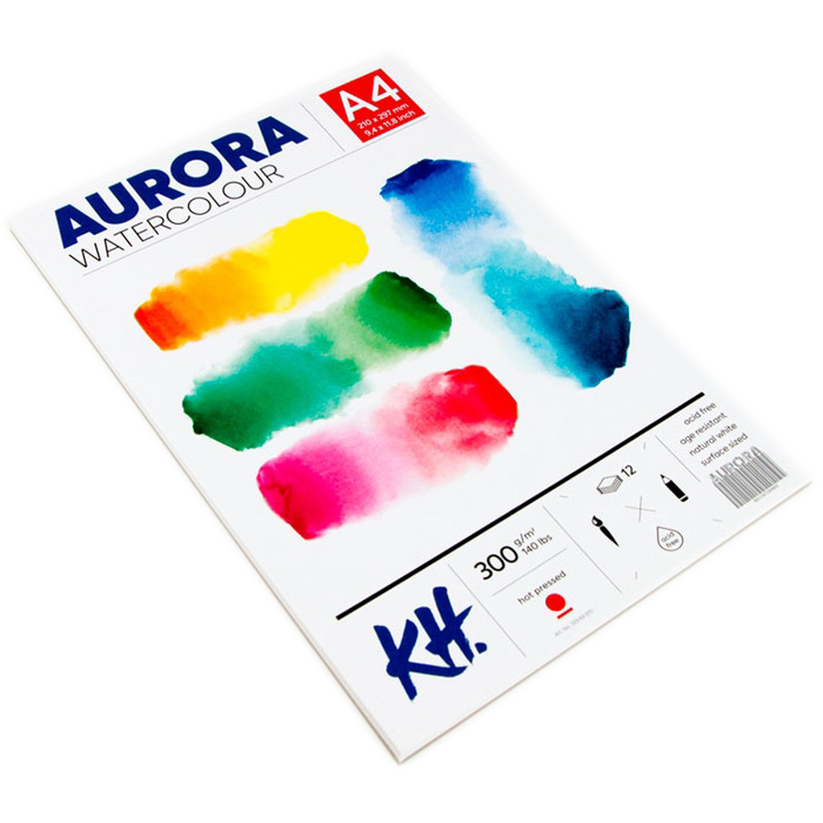 Альбом-склейка для акварели Aurora Hot А4 12 л 300 г 100% целлюлоза альбом для акварели на спирали aurora hot а5 12 л 300 г 100% целлюлоза