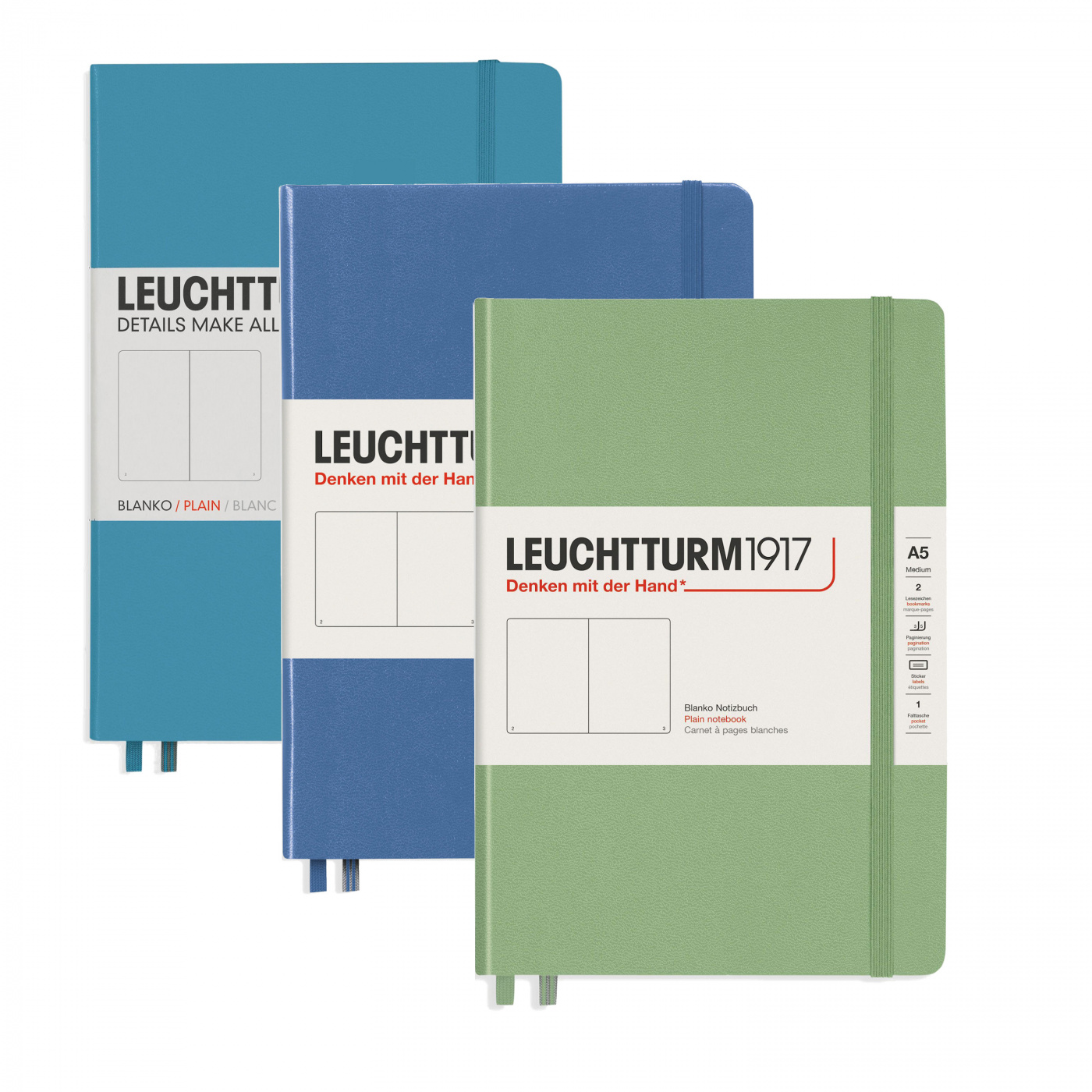 Записная книжка нелинованная Leuchtturm A5 251 стр., твердая обложка дюймовочка книжка с окошками