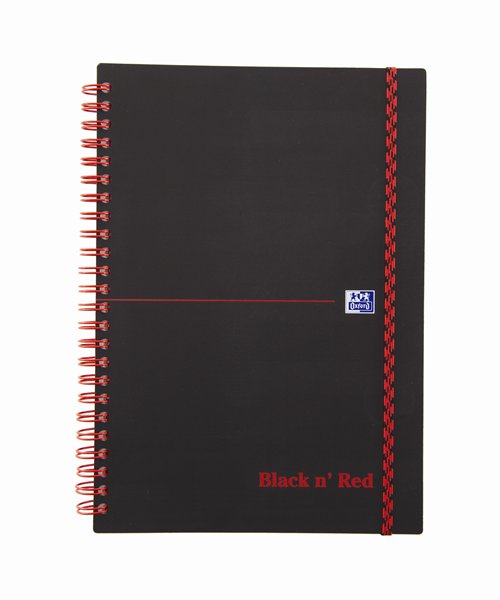 Блокнот в линейку OXFORD Black n Red A5 70 л двойная спираль пластиковая обложка Oxf-400047655 - фото 1
