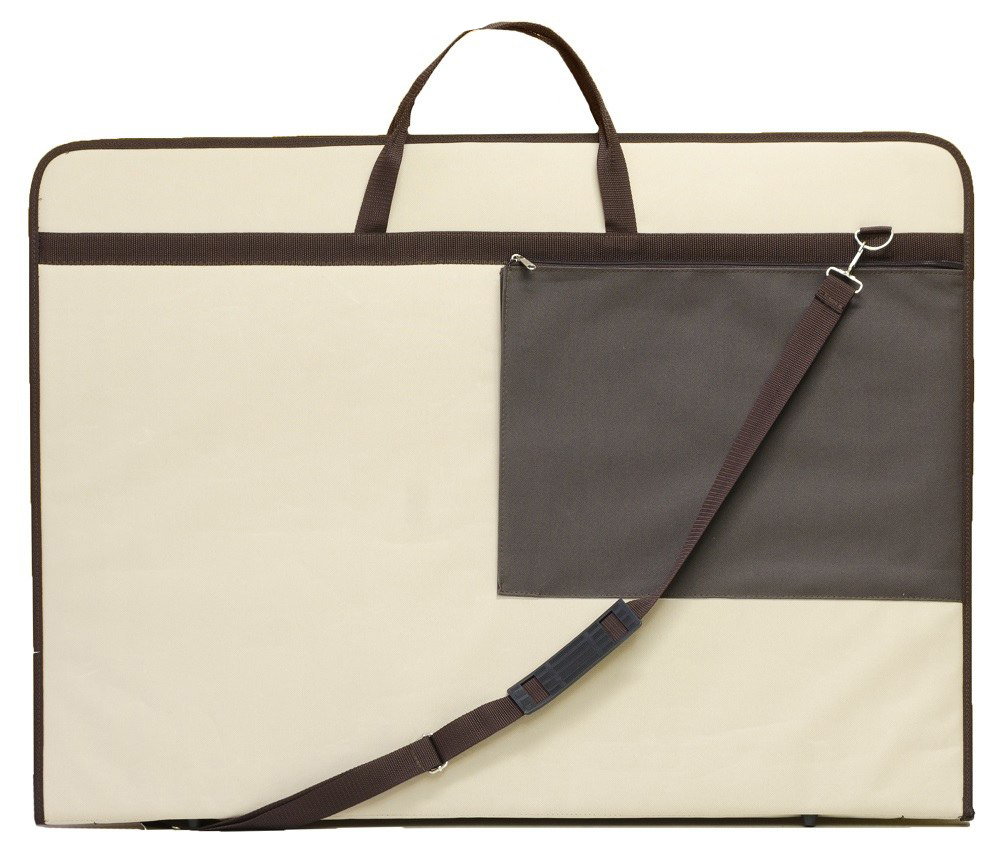 Папка А1 Бежевая с коричневым карманом сумка дорожная на молнии наружный карман длинный ремень бордовый