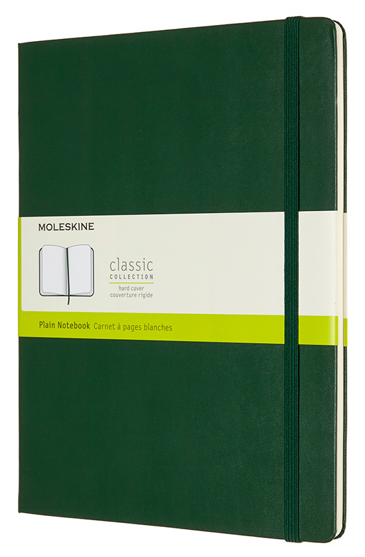 записная книжка нелинованная moleskine classic xlarge 19х25 см 192 стр твердая обложка зеленая Записная книжка нелинованная Moleskine 