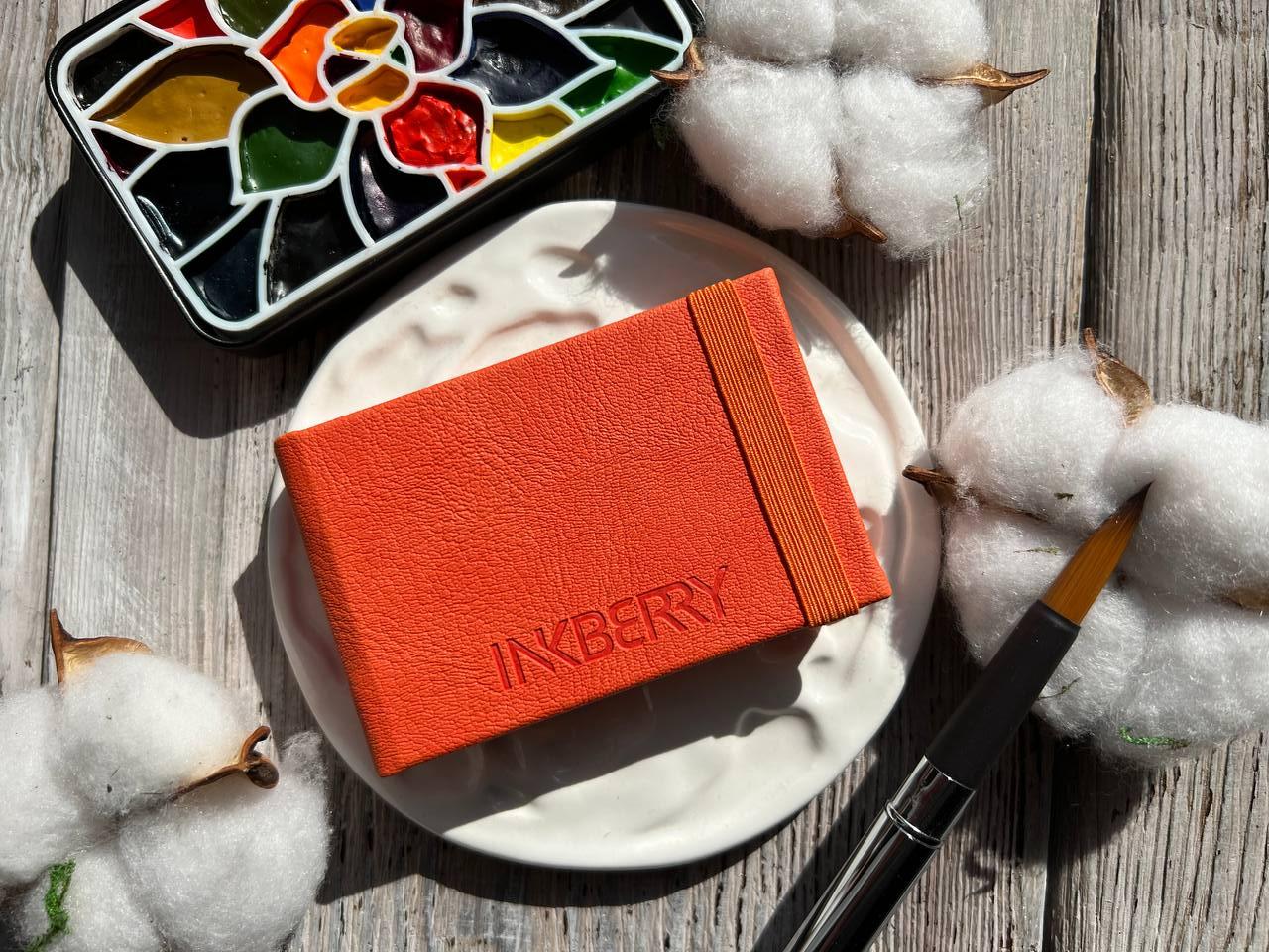 Скетчбук для акварели Inkberry 5х8 см 30 л 230 г 50% хлопка, оранжевый книжная лавка грёз
