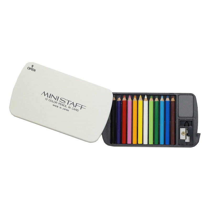 Набор мини-карандаши цветные Talent Toys 12 шт в пенале белом