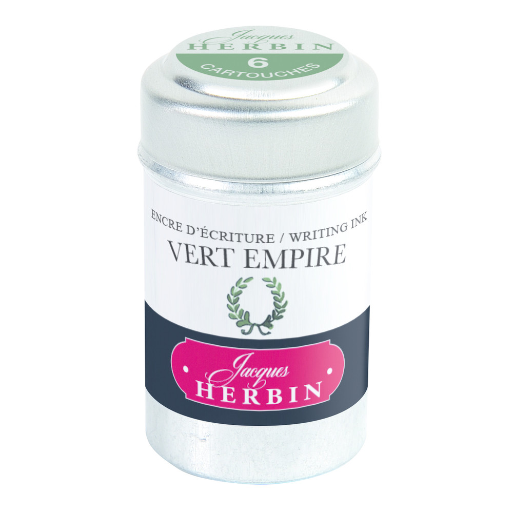 Набор картриджей для перьевой ручки Herbin, Vert empire,Темно-зеленый, 6 шт décou vert