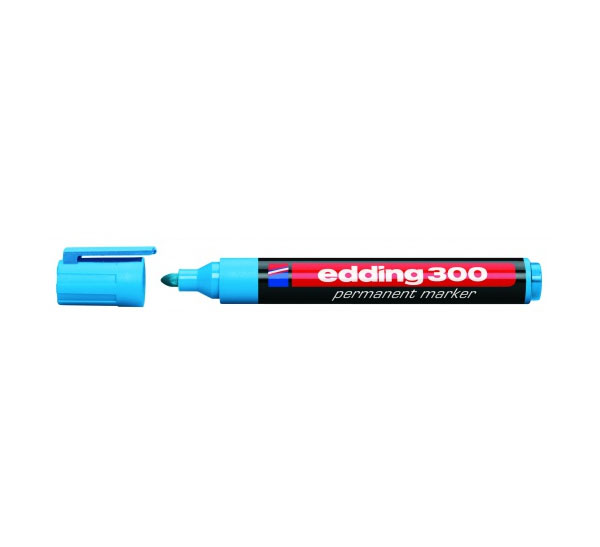 Купить Маркер перманентный Edding 300 1, 5-3 мм с круглым наконечником, голубой, Германия