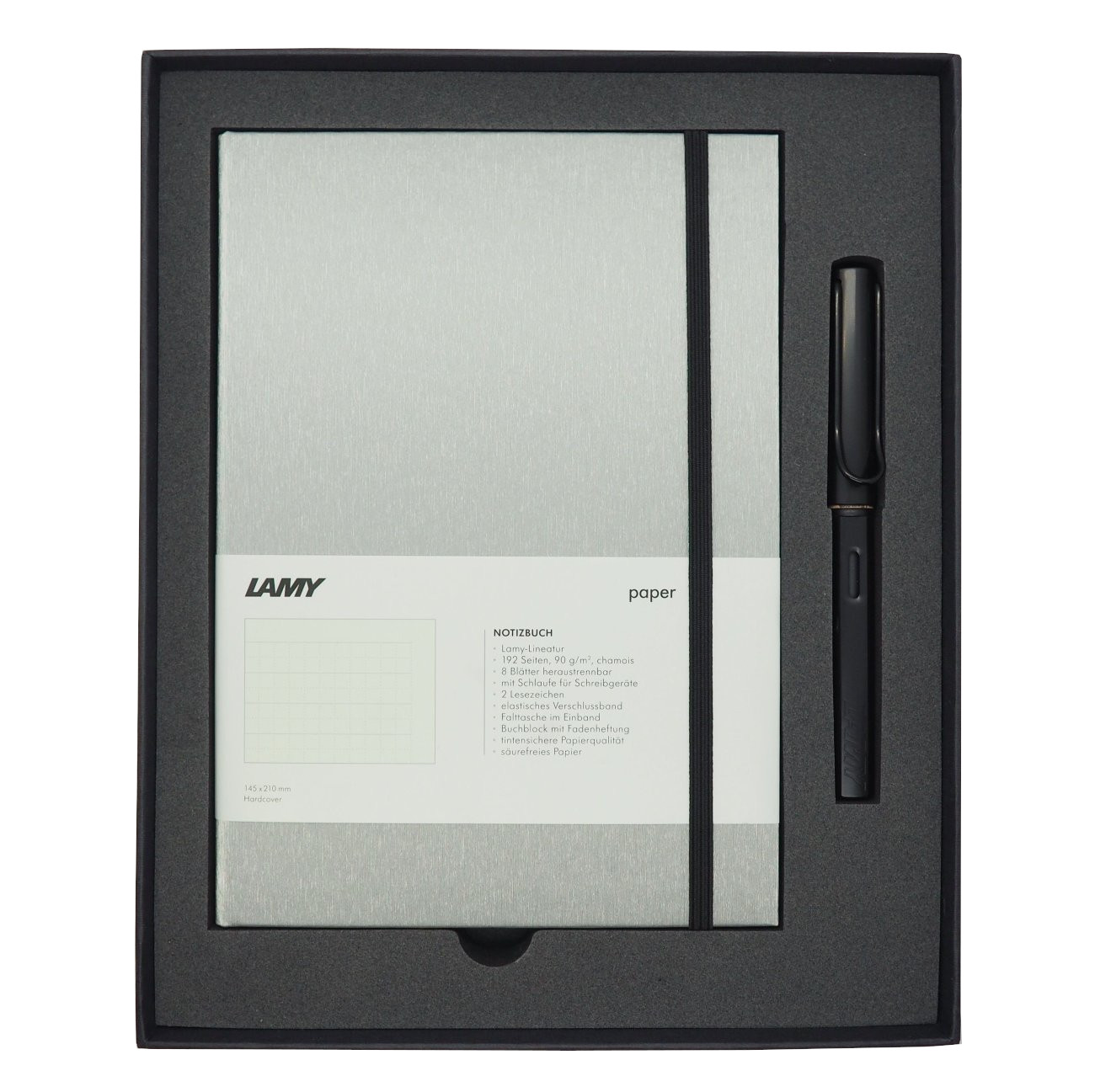 Набор ручка перьевая LAMY Al-star, F, Черный+Записная книжка, твердый переплет, А5, черный