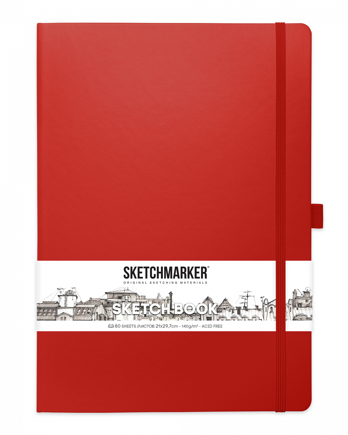 Блокнот для зарисовок Sketchmarker 21х29,7 см 80 л 140 г, твердая обложка Красный еженедельник а5 86 листов будущее начинается сейчас в твердой обложке с тиснением