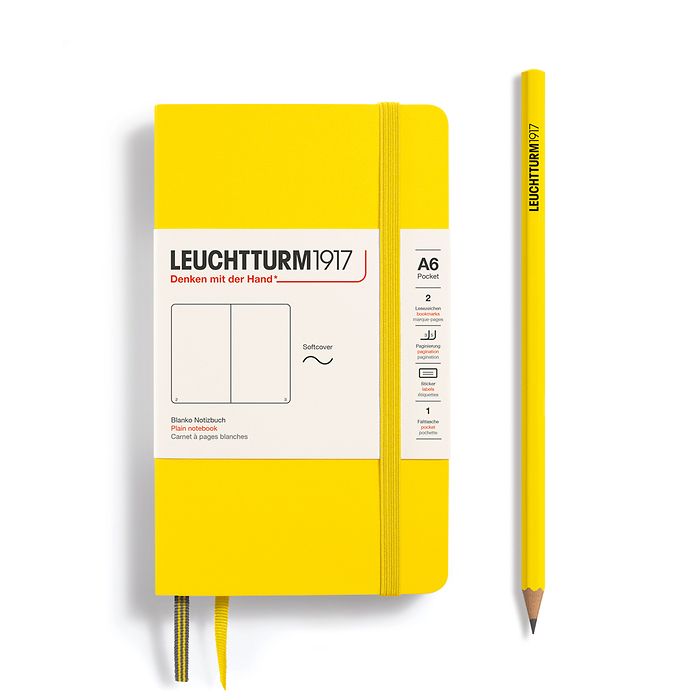 Записная книжка нелинованная Leuchtturm Pocket A6 123 стр., мягкая обложка лимонная блокнот раскраска в мягкой обложке на скрепке печеньку будешь а6 12 листов