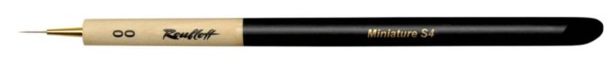 кисть синтетика 12 скошенная жемчужная roubloff 1p6g длинная ручка Кисть синтетика колонок имитация №00 лайнер Roubloff 