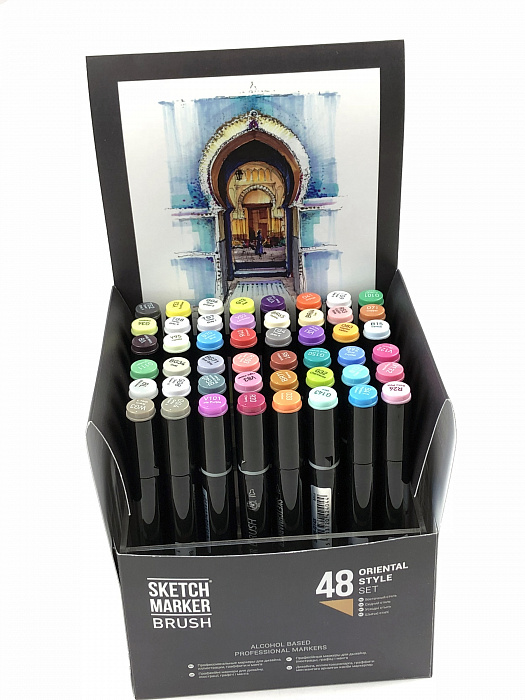 Набор маркеров Sketchmarker Brush 48 Oriental style- Восточный (48 маркеров в пластиковом кейсе) SMB-48ORINT - фото 3
