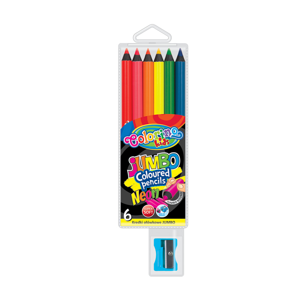 Набор карандашей цветных Colorino JUMBO, 6 цветов, неоновые, с точилкой география и рисование пособие по рисованию