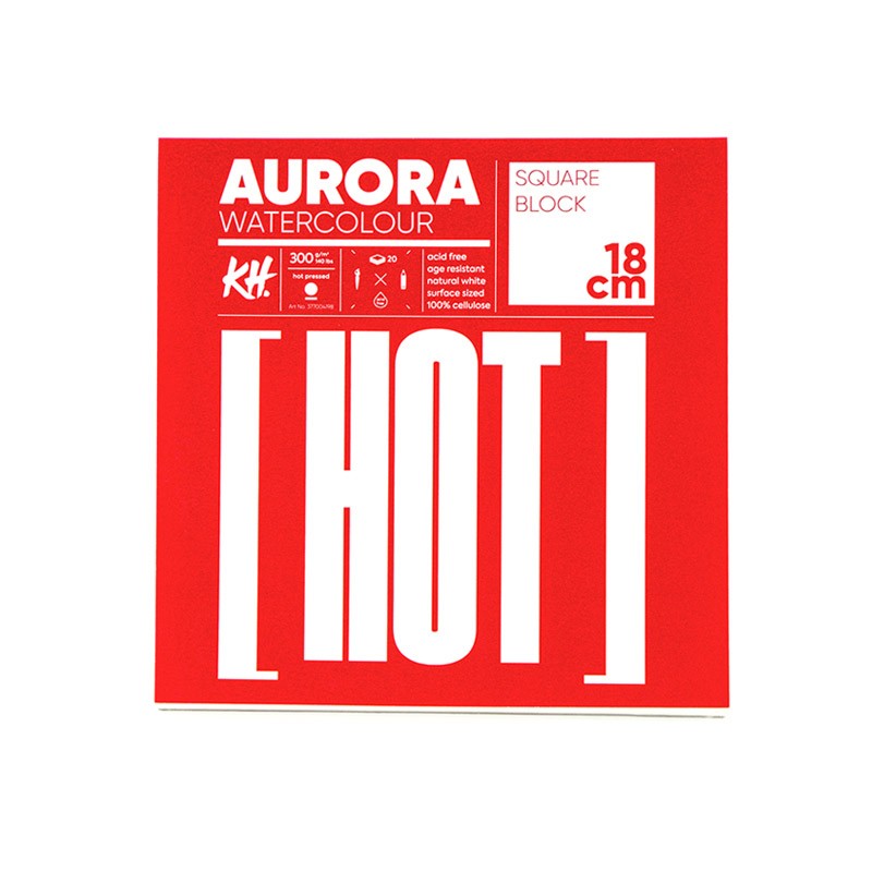 Альбом-склейка для акварели Aurora RAW Hot 18х18 см 20 л 300 г 100% целлюлоза альбом для акварели hahnemuhle watercolour book пейзаж а5 30 л 200 г целлюлоза 100% с з