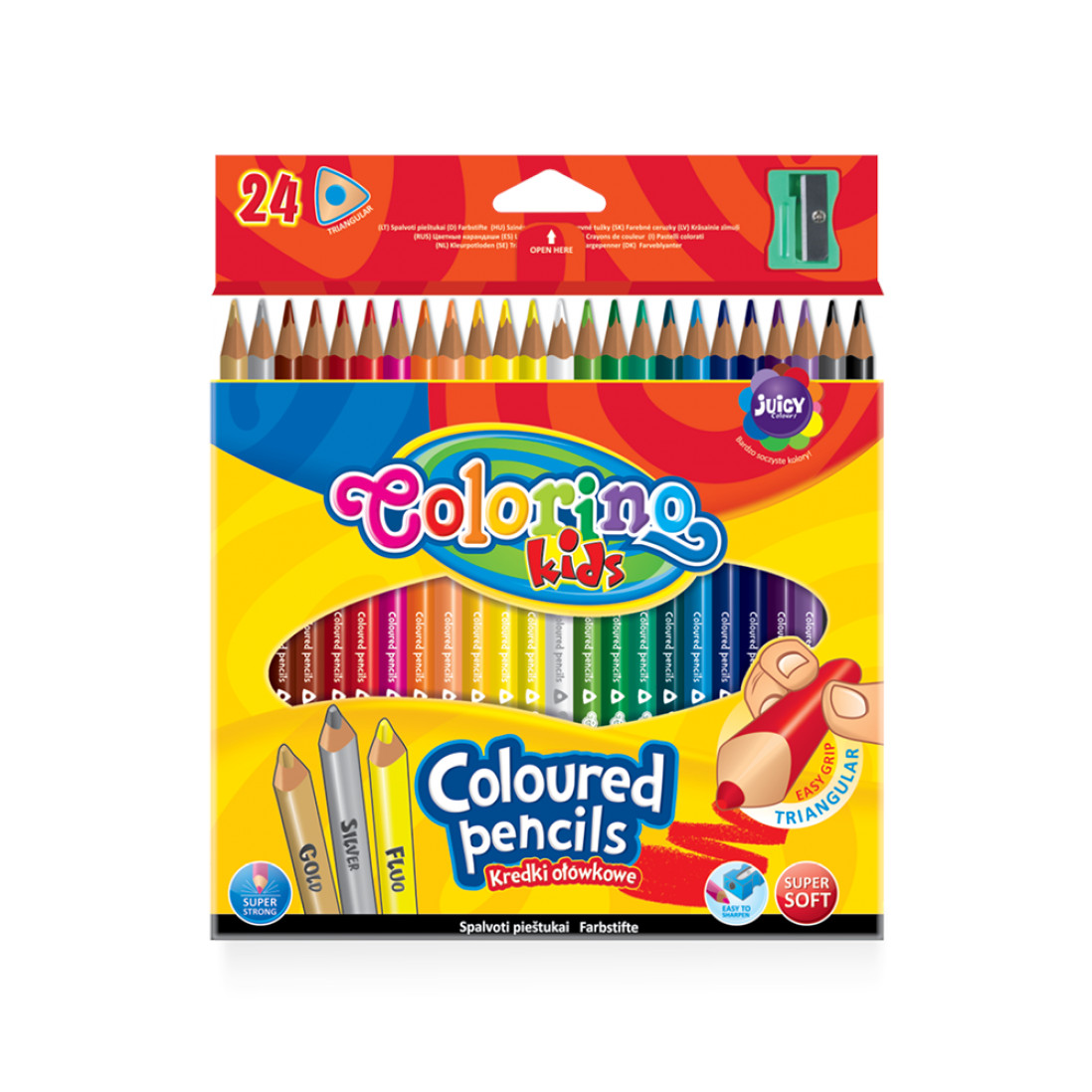 Набор карандашей цветных Colorino 24 цветов, треугольные, с точилкой Clr-CL57462PTR - фото 1