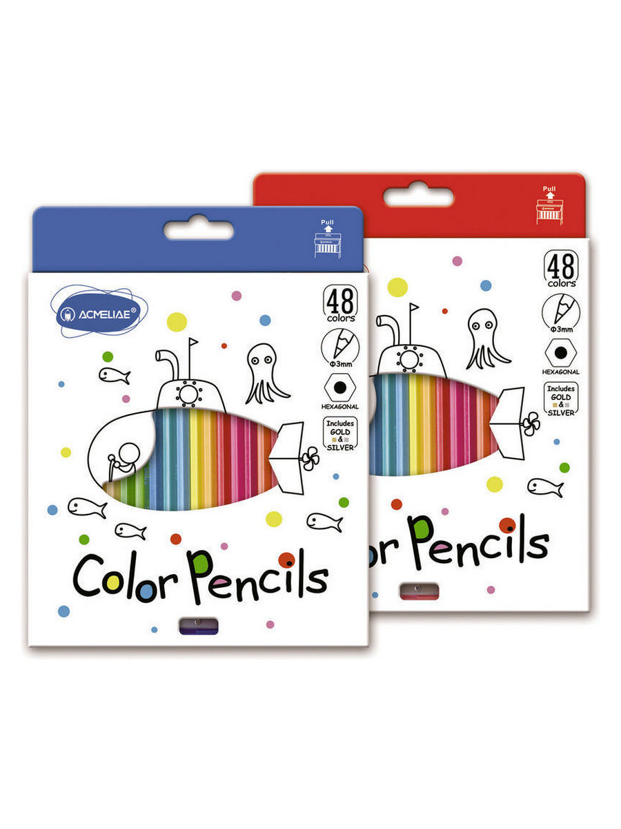 Набор карандашей цветных Acmeliae 48 цв+точилка, в картонном футляре Acm-9403-48 - фото 2