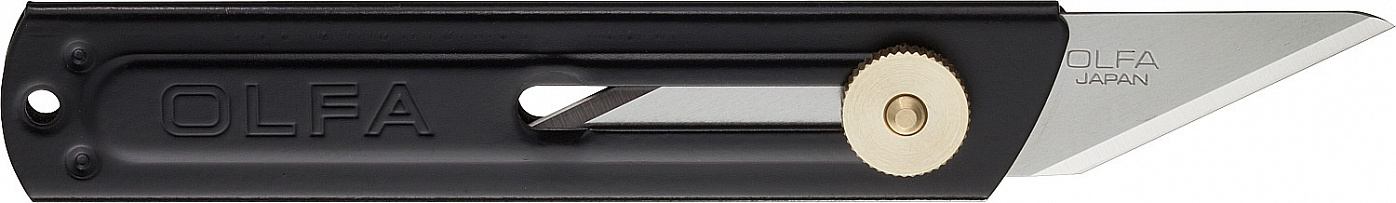 нож olfa с выдвижным лезвием с противоскользящим покрытием фиксатор 25 мм Нож OLFA с выдвижным 2 сторонним лезвием 18 мм хозяйственный метал корпус