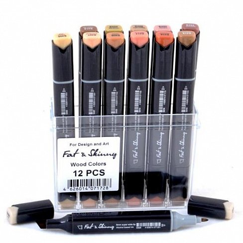 Набор маркеров Fat&Skinny 12 шт Wood, лесные цвета