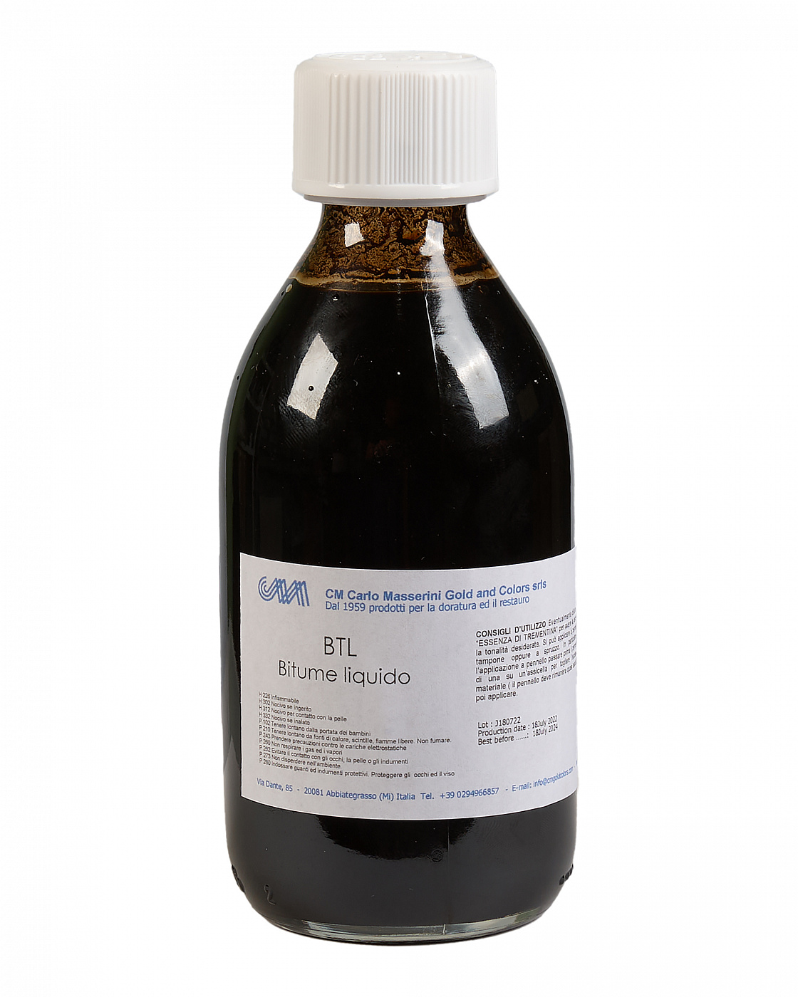 Битум жидкий Masserini 250 мл, стеклянная бутылка глина для золочения masserini натуральная черная 300 мл стеклянная банка