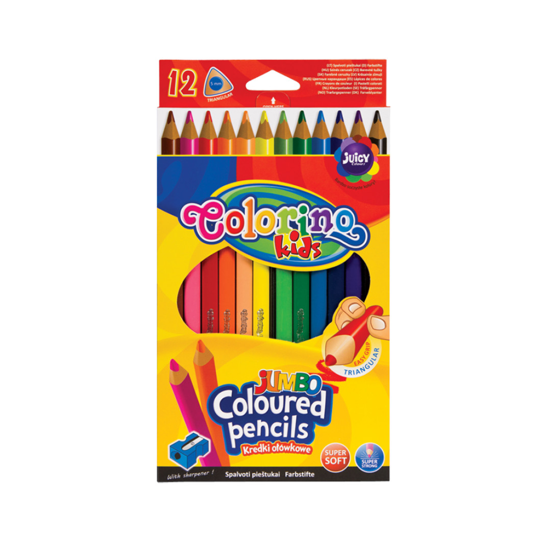 Набор карандашей цветных Colorino JUMBO 12 цветов + точилка Clr-CL15530PTR - фото 1