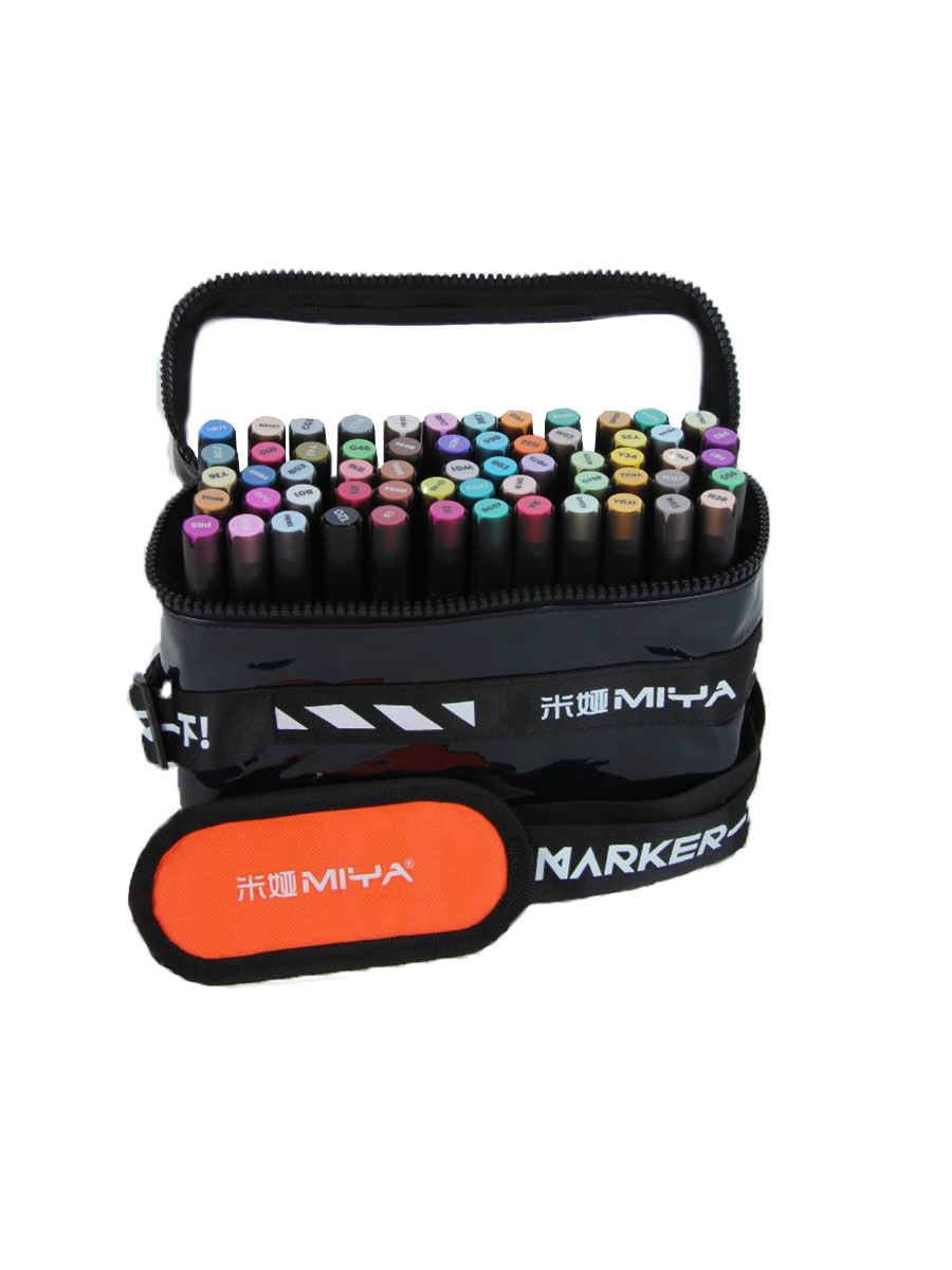 Набор маркеров для скетчинга MIYA BAG 60 цв кошелёк на молнии с ручкой зелёный