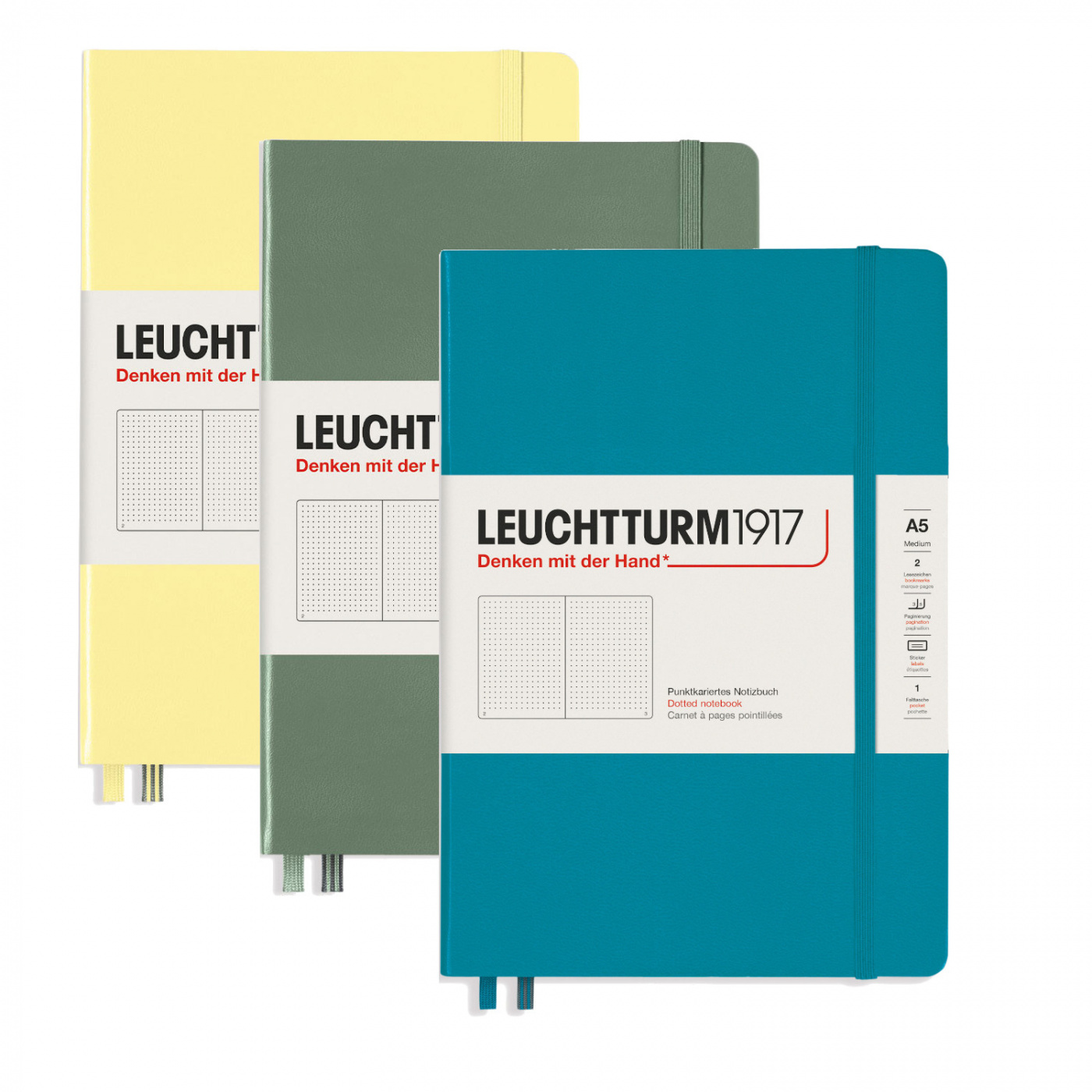 Записная книжка в точку Leuchtturm A5 251 стр., твёрдая обложка Lecht-365485;Lecht-365489;Lecht-365493