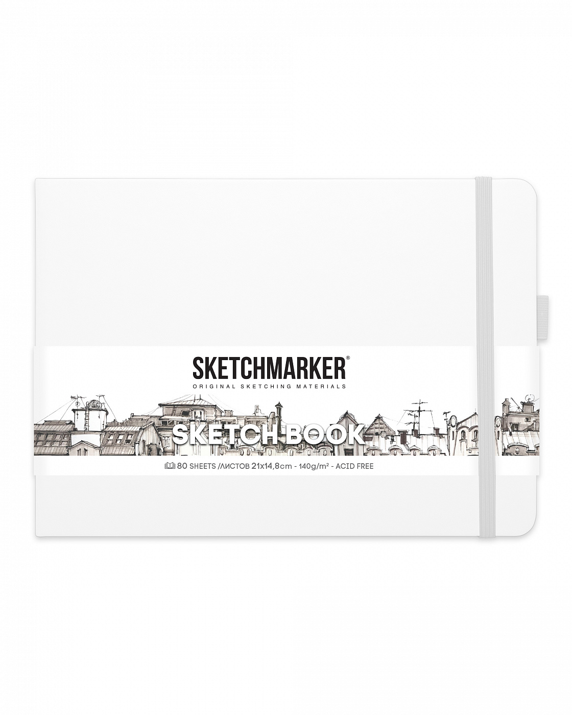 Блокнот для зарисовок Sketchmarker 21х14,8 см 80 л 140 г, твердая обложка Белый пейзаж салфетки универсальные доляна нетканые из целлюлозы и полиэстера 3 шт уп 65×140 см белый