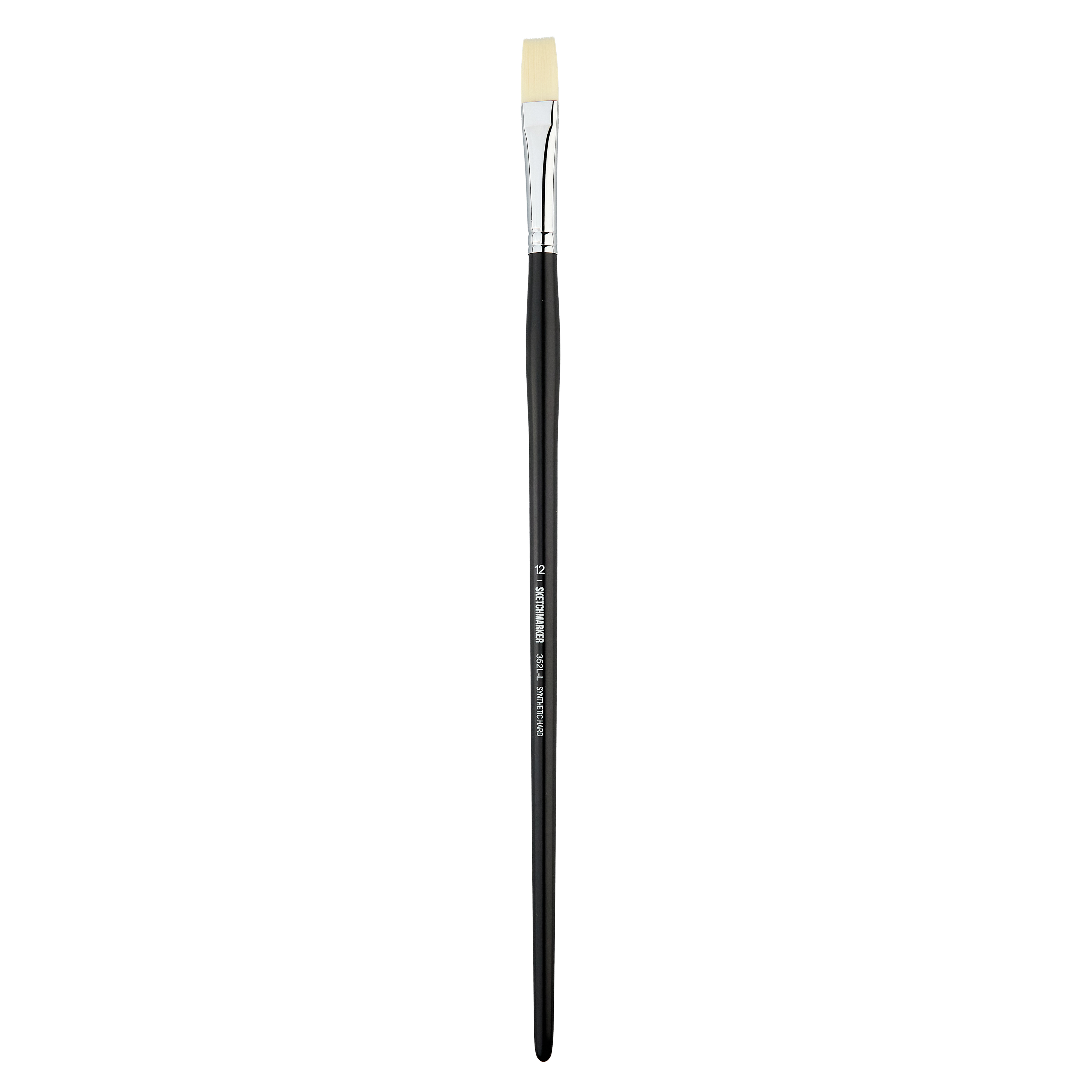 Кисть жесткая синтетика №12 плоская удлиненная Sketchmarker "352L" ручка длинная