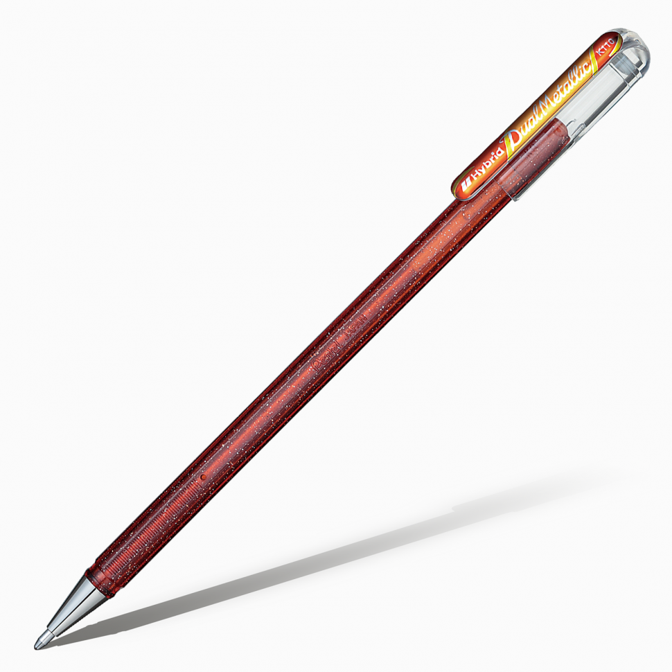 Купить Ручка гелевая Pentel Hybrid Dual Metallic 1, 0 мм, оранжевый + желтый металлик, Япония