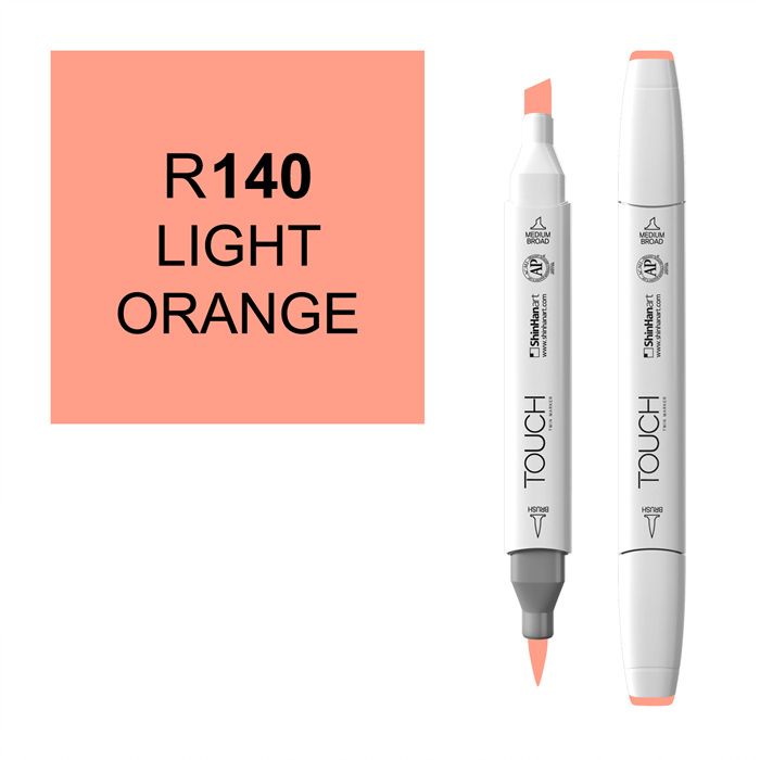 Маркер спиртовой BRUSH Touch Twin цв. R140 светлый оранжевый маркер двухсторонний на спиртовой основе stylefile brush 814 оранжевый темный