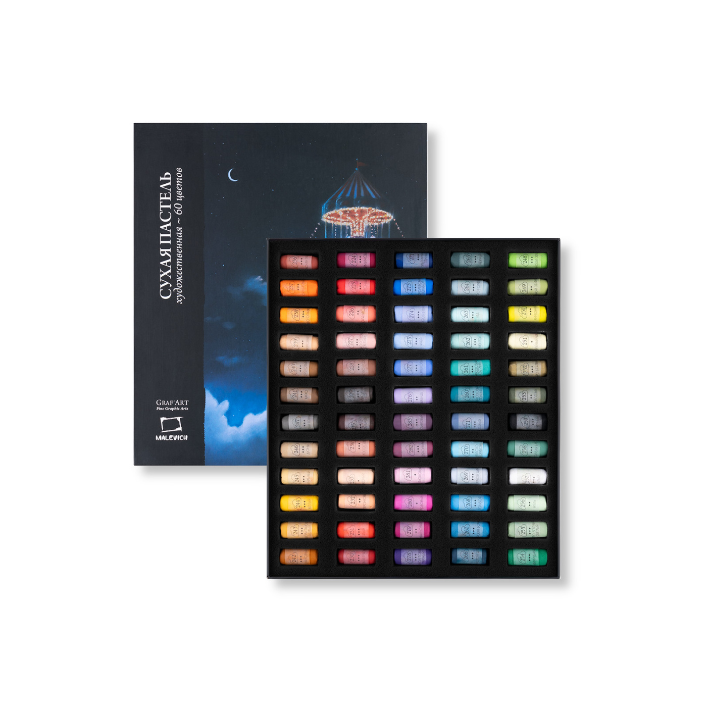 Набор профессиональной художественной сухой пастели Малевичъ GrafArt Pro 60 цветов 8296₽