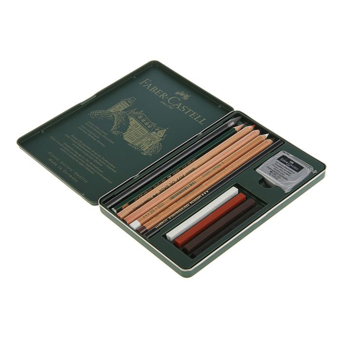 набор маникюрный 10 предметов в футляре коричневый Набор специальный с карандашами Faber-castell 