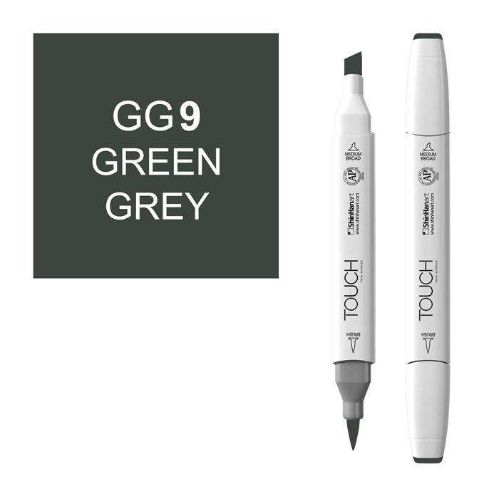 Маркер спиртовой BRUSH Touch Twin цв. GG9 серо-зелёный маркер художественный сонет twin brush кремово зелёный сонет