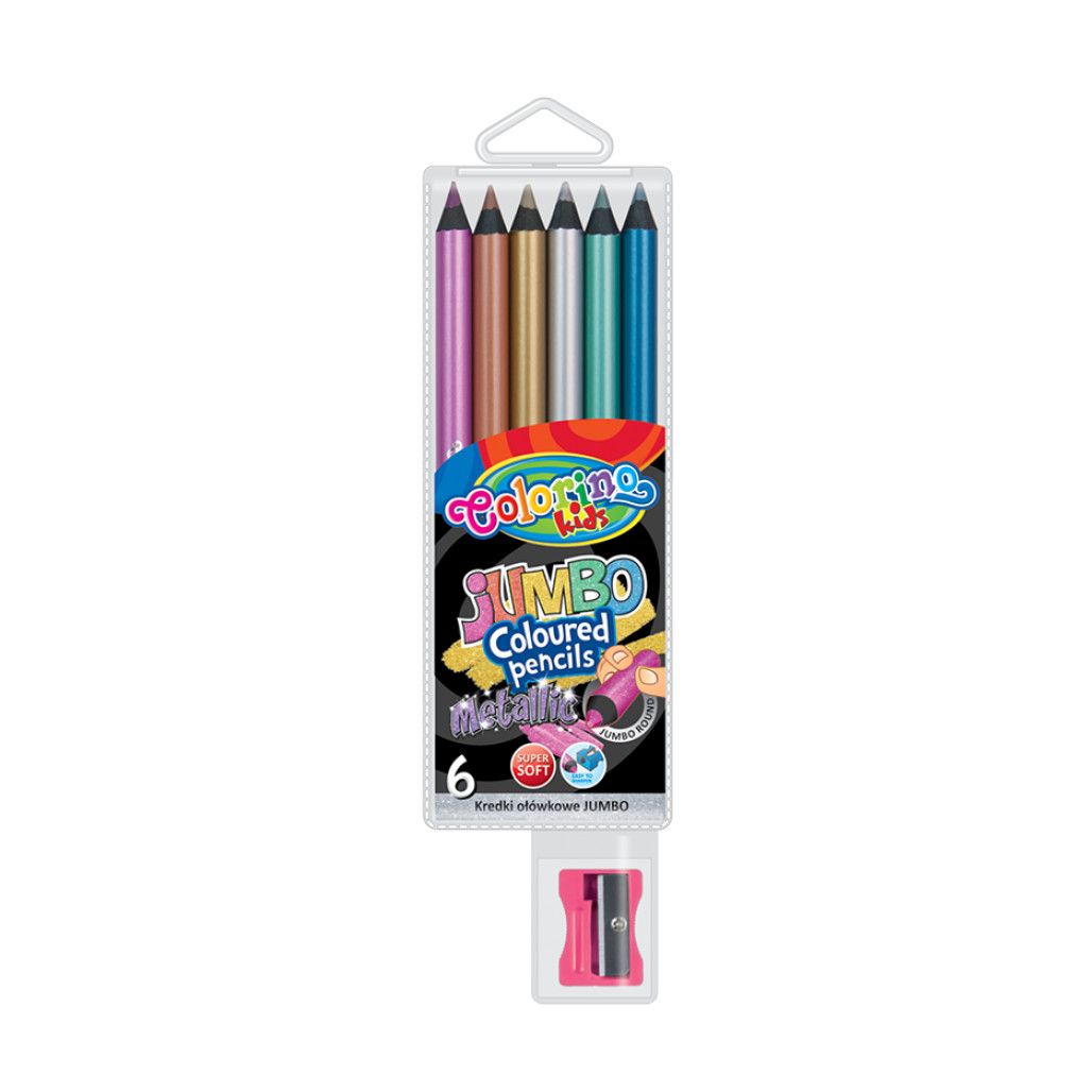 Набор карандашей цветных Colorino JUMBO, 6 цветов, металлик, с точилкой