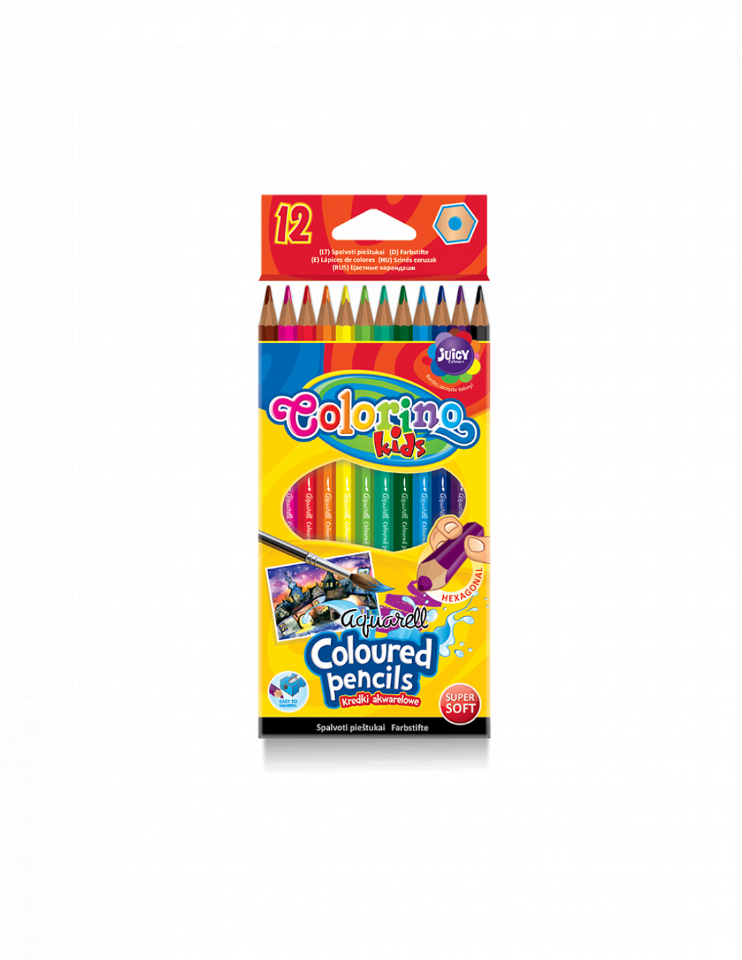 Набор карандашей акварельных Colorino 12 цветов + кисточка карандаши ные 12цв colorino kids шестигранные к к подвес colorino