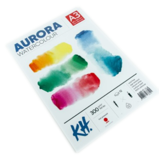 Альбом-склейка для акварели Aurora Hot А3 12 л 300 г 100% целлюлоза альбом для акварели на спирали aurora cold а4 12 л 300 г 100% целлюлоза