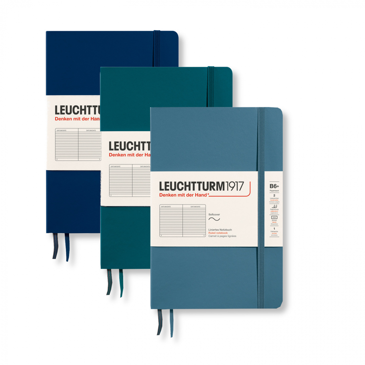 Записная книжка в линейку Leuchtturm Paperback В6+ 123 стр., мягкая обложка темно-синий