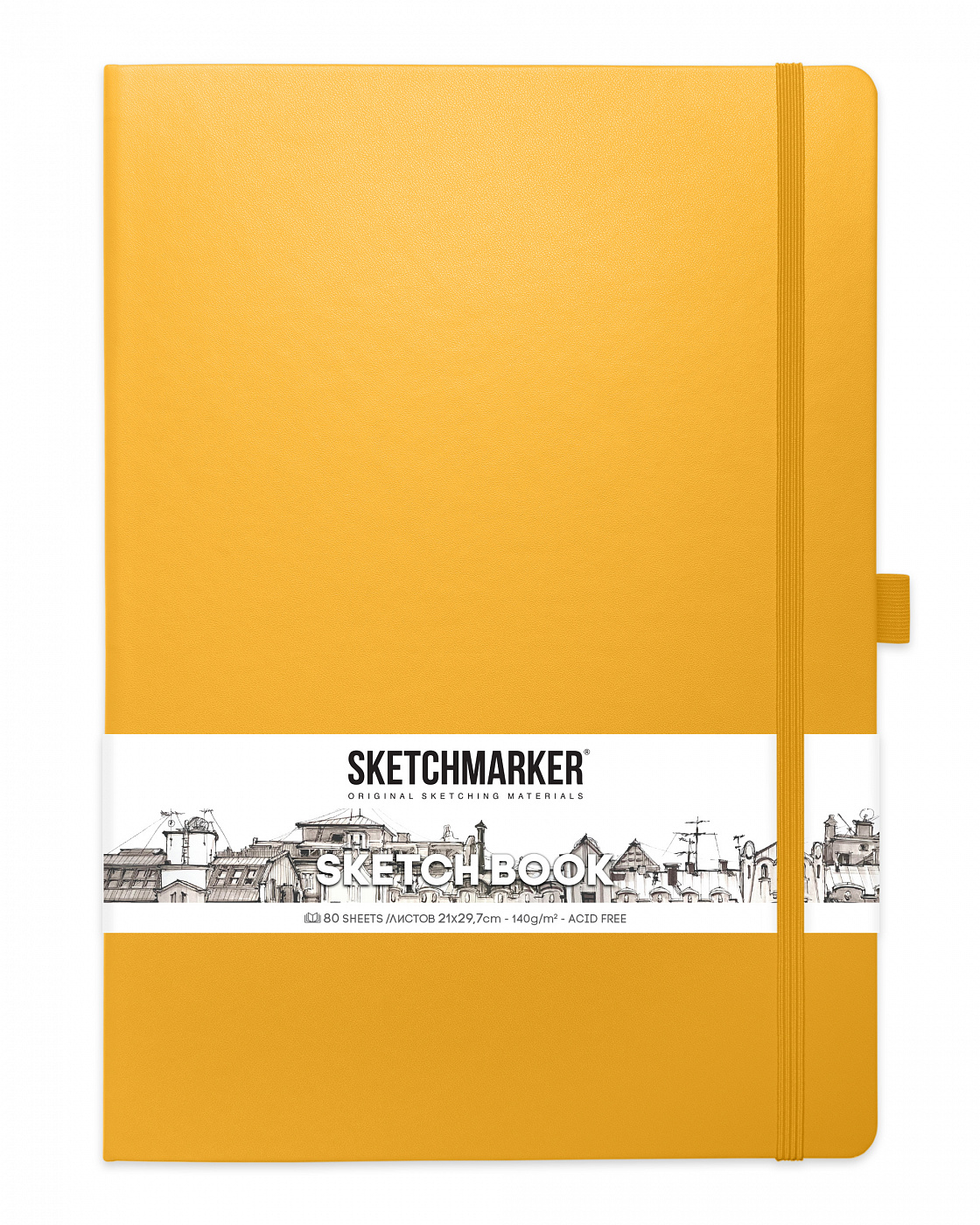 Блокнот для зарисовок Sketchmarker 21х29,7 см 80 л 140 г, твердая обложка Оранжевый скетчбук leuchtturm1917 a4 22 5x31 5см 150г м2 112 стр без линовки твердая обложка лимонный
