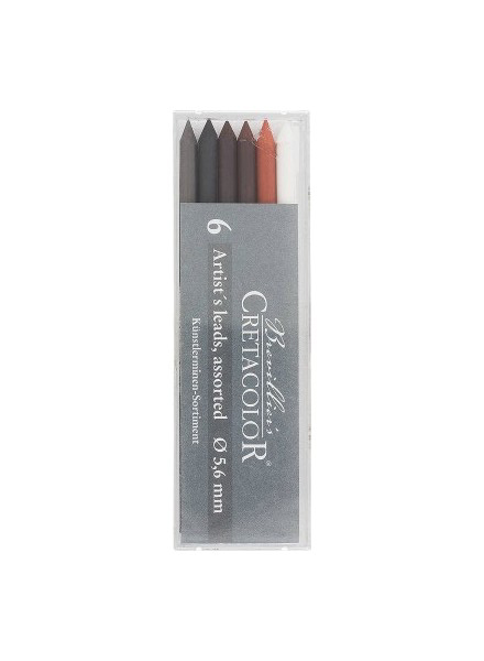 Набор стержней для цангового карандаша Cretacolor 6 шт 5,6 мм, ассорти CRETA-26400 - фото 1