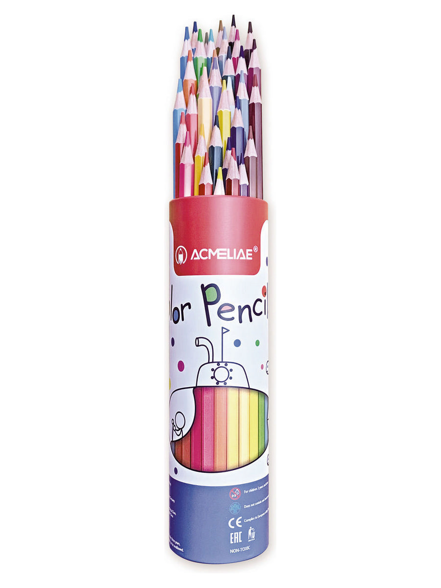 Набор карандашей цветных Acmeliae 36 цв, в футляре-тубусе книжка для рисования водой милые принцессы с водным маркером