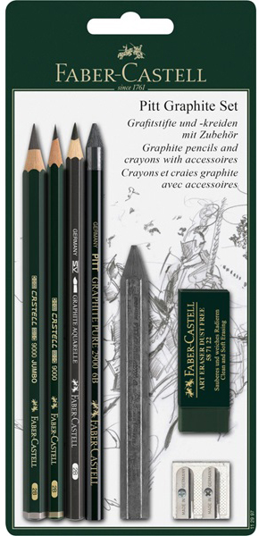 Пастельные карандаши PITT® и мелки PITT® Graphite, в блистере, 7 предметов double sharpener двойная точилка